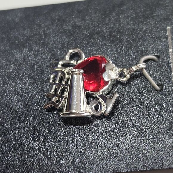 JCF Signed 925 Marked Red Rhinestone Heart Cheer Charm Sterling Silver Nwt - Picture 11 of 12